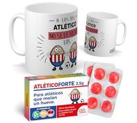 Taza para hinchas | A los del Atletico no se le tocan los huevo | Pack con Taza + Caramelos Divertidos | Regalo Original del Atletico de Madrid | Perfecto para Navidad o Cumpleaños
