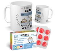 Taza para hinchas | A los del Celta no se le tocan los huevo | Pack con Taza + Caramelos Divertidos | Regalo Original del Celta | Perfecto para Navidad o Cumpleaños