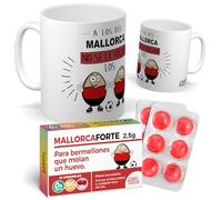 Taza para hinchas | A los del Mallorca no se le tocan los huevo | Pack con Taza + Caramelos Divertidos | Regalo Original para Día del padre | Perfecto para Navidad o Cumpleaños