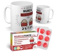 Taza para hinchas | A los del Murcia no se le tocan los huevo | Pack con Taza + Caramelos Divertidos | Regalo Original para los del Murcia | Perfecto para Navidad o Cumpleaños