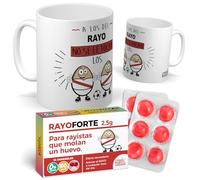 Taza para hinchas | A los del rayo no se le tocan los huevo | Pack con Taza + Caramelos Divertidos | Regalo Original para los del rayo Perfecto para Navidad o Cumpleaños