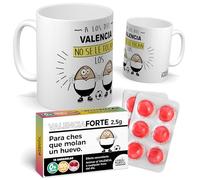 Taza para hinchas | A los del Valencia no se le tocan los huevo | Pack con Taza + Caramelos Divertidos | Regalo Original para los del Valencia | Perfecto para Navidad o Cumpleaños