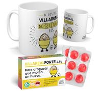 Taza para hinchas | A los del Villareal no se le tocan los huevo | Pack con Taza + Caramelos Divertidos | Regalo Original del Villareal | Perfecto para Navidad o Cumpleaños