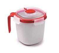 Taza para microondas Snips para bebidas calientes, 0,7 L, color blanco/rojo