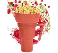 Taza para Snack y Bebida | Vaso de Bebida con Bol para Snacks en la Parte ,Contenedor Antiderrames Para Comida Y Bebidas, Para Patatas Fritas, Fruta, Postres, Palomitas, Té En Fiestas Y Exteriores