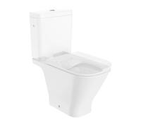 Taza para tanque bajo de porcelana con un acabado en color blanco Rimless The Gap Square Roca - Asiento con tapa / Inferior