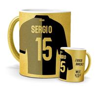 Taza Personalizada Barcelona | Edicion especial GOLD | Tazas de Desayuno Fútbol | Regalo Original para Verdaderos Culés | Niños | Día del Padre | Regalos Camisetas Futbolistas (Barcelona)