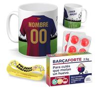 Taza Personalizada Camiseta Barcelona | Pack con Taza, Pulsera Coleccionable y Caramelos Divertidos | Regalo Original para Cules | Perfecto para Navidad o Cumpleaños | F.C Barcelona