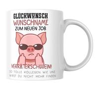 Taza personalizada con dicho: ¡Felicitaciones por el nuevo trabajo traidor! - Regalo de despedida colegas - Taza de café como regalo para despedida de colegas de trabajo con su propio nombre. Taza