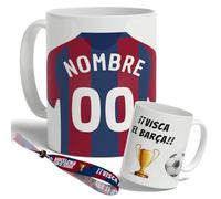 Taza Personalizada con nombre de Fútbol Barcelona. Tazas de Desayuno personalizada. Regalo Original para Aficionados del Futbol. Regalos Mundial Futbolistas. Pulsera de regalo