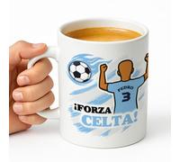 Taza personalizada con nombre y dorsal para aficionados al fútbol, regalo original para niños y adultos, personalización para chica o chico, 350 ml (Celta, Chico)
