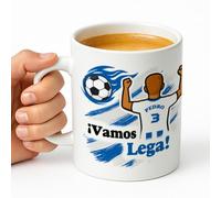 Taza personalizada con nombre y dorsal para aficionados al fútbol, regalo original para niños y adultos, personalización para chica o chico, 350 ml (Leganes, Chico)