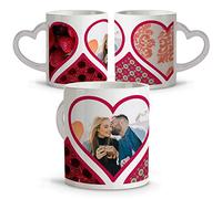 Taza Personalizada de San Valentín. Regalos para Parejas Románticas. Tazas Personalizadas con Foto y Frases Originales. Detalles Día de los Enamorados para Mi Novio o Mi Marido. CORAZÓN TEXTURAS