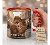 Taza Personalizada Foto Texto Regalo Recuerdo Emocional Original Ceramica 350ml Resistente Microondas Lavavajillas Diseño Unico Amor Familia Amigos Cumpleaños Sorpresa Especial (ROJO)