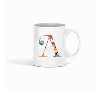 Taza Personalizada Inicial Floral Regalo Día de la Madre Pareja Novia Amiga Taza de Cerámica regalos originales (A)