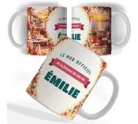 Taza Personalizada Mujer con Nombre, Acuarela 360° - Regalo Personalizado | Taza acuarela para ella: terraza frente al mar al atardecer, su nombre al centro, 4 estilos, 330 ml