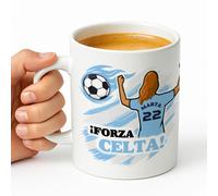 Taza personalizada para fans del fútbol Celta - Con nombre y dorsal, regalo original - Xulisimo