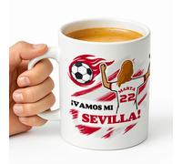 Taza personalizada para fans del fútbol del Sevilla- Con nombre y dorsal, regalo original - Xulisimo