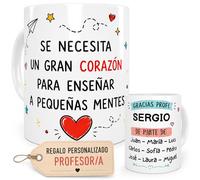 Taza Personalizada Para Profesores Regalo Fin De Curso Recuerdo Emotivo Para Maestros Detalle De Alumnos Y Padres Cerámica Cafe (SE NECESITA UN GRAN CORAZON PARA ENSEÑAR A PEQUEÑAS MENTES)