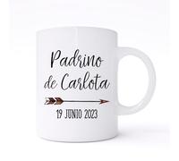 Taza Personalizada Quieres ser mi padrino? Personalizada con nombre y fecha, Regalo sorpresa padrino bautizo, el Mejor Padrino del Mundo, Taza con frase Super Padrino, Hermano, tios, detalles bautizo