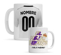 Taza personalizada Real Madrid - Regalo Original para aficionados del Futol - Personaliza tu taza de desayuno - Taza de Desayuno café