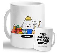 Taza Personalizada Ser Albañil Mola Un Huevo | Regalo Original con Frases De Humor | Regalo Divertido Personalizado | Taza para Desayuno, Café o Té (Ser Albañil...)