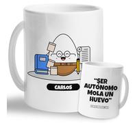 Taza Personalizada Ser Autónomo Mola Un Huevo | Regalo Original con Frases De Humor | Regalo Divertido Personalizado | Taza para Desayuno, Café o Té (Ser Autónomo...)