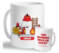 Taza Personalizada Ser Bombero Mola Un Huevo | Regalo Original con Frases De Humor | Regalo Divertido Personalizado | Taza para Desayuno, Café o Té (Ser Bombero...)