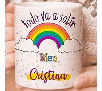 Taza personalizada-Todo va a salir bien con arcoiris