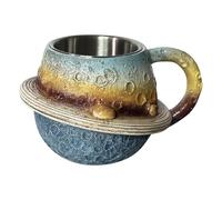 Taza Planetaria, Diseño 3D En Relieve Tema Espacio Con Planetas Del Solar, Regalo Para Apasionados De La Astronomía, Taza De Resina Y Acero Inoxidable, 13×10 Cm, Vajilla Para