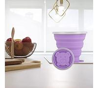Taza Plegable de Silicona con Correa de Mano, Taza de Viaje Plegable de 270 Ml para Acampar Al Aire, Senderismo, Viajes y Portátil para Beber (270ml)