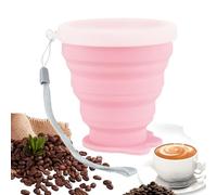 Taza plegable para acampar | 20 cl taza de bebida de silicona con tapa | vaso de bebida plegable con cordón - para viaje camping picnic senderismo mochila playa deportes al aire libre