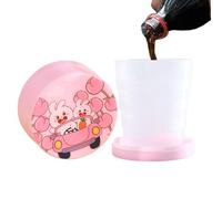 Taza plegable para acampar, tazas plegables para viajes, taza portátil con tapa de dibujos animados para acampar, pequeña taza ligera y portátil para playa y vacaciones