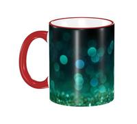 Taza Porcelana Brillo Verde Abstracto 330Ml Tazas Cerámica Con Asa Menaje Para Café Cacao Oficina