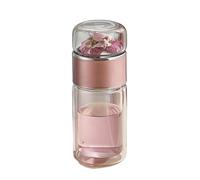 Taza portátil para hacer té con sistemas de filtro, botella de vidrio de borosilicato de doble pared para microondas, accesorio para lavavajillas, taza infusora de té con diseño de separación