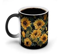 Taza que cambia de calor, divertida taza de girasol "Gracias por alegrar mi vida", taza de café con asa, taza de cerámica sensible al calor, tazas personalizadas novedosas, tazas de té caliente para