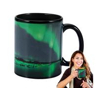 Taza Que Cambia De Color De Auroras Boreales - Taza De Café De Cerámica Sensible Al Calor Con Impresión Por Sublimación | Cambios De Patrón Con Agua Caliente, Regalo Personalizado Único Para El Día De