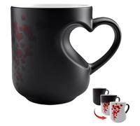 Taza Que Cambia De Color, Taza De Agua Con Forma De Corazón De 325 Ml, Mug De Cerámica Que Cambia De Color Con Forma De Corazón, Novedosa Cup De Café De Cerámica, Para Regalo Del Día De San Valentín