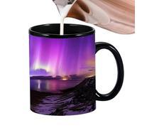 Taza que cambia de color, taza de café de cerámica, divertida taza mágica, taza con diseño de luces del norte para niños, niñas, hombres y mujeres, idea de regalo única, vasos sensibles a la
