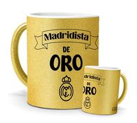 Taza real madrid | Madridista de oro | regalo original merengues | Para niños y mayores | Cerámica Purpurina oro | Tazas de Café, Té... | Tazas equipos de futbol | 350 ML
