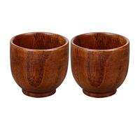 Taza redonda de madera maciza, tazas japonesas naturales, 2 piezas, para té, café y sake