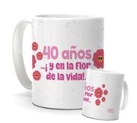 Taza Regalo 40 Cumpleaños | Ideas de tazas para 40 años | Regalos divertidos cuarenta años | Regalo original para amigos, primos y más familia | 350ml