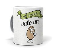 Taza Regalo Enamorados| Mi Novio Vale Un Huevo| Regalos Divertidos Pareja| Idea Original Regalo San Valentín Cumpleaños, Navidad y Aniversario | Tazas Frases Desayuno Café| Cerámica 350 ML