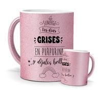 Taza regalo original | Cerámica Purpurina rosa | Sumerge tus dias grises en purpurina y dejalos brillar | navidad, cumpleaños, celebracion, fiesta | Ilustarción Original | para cefe, te... 350ml.