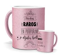 Taza regalo original | Cerámica Purpurina rosa | Sumerge tus dias raros en purpurina y dejalos brillar | navidad, cumpleaños, celebracion, fiesta | Ilustarción Original | para cefe, te... 350ml.