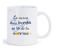 Taza regalo para novios / pareja/ enamorados | Regalo San Valentín | La curva más bonita es la de tu sonrisa | Taza blanca