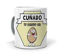 Taza Regalo Personalizado y Divertido cuñado. Cuñado te Quiero un Huevo. Cerámica AAA - 350 ml.