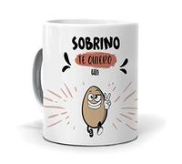 Taza Regalo Personalizado y Divertido sobrinos. Sobrino te Quiero un Huevo. Cerámica AAA - 350 ml.