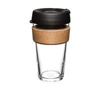 Taza reutilizable KeepCup Brew Cork de vidrio templado y corcho natural (454 ml) - Color negro