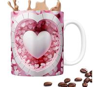 Taza romántica de cerámica, diseño de amor, 350 ml, jarra de té, chocolate y leche, decoración de escritorio de cerámica de alta calidad | Encantador regalo de cumpleaños para un